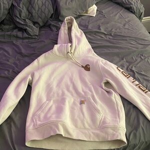 Carhartt Cream Hoodie with Brown Logo Accents